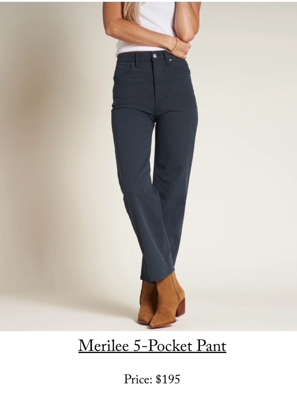 Rowan Merilee 5-pocket canvas pants in seaport blue